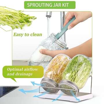 Sprouting Jar Kit 2Pcs Large Wide Mouth Mason Jars With Screen Sprout Lid,Sprouting Jar Stand,Tray,Blackout Sleeves,-Seed Sprouting Kit For Growing Mung beans,Broccoli And So On