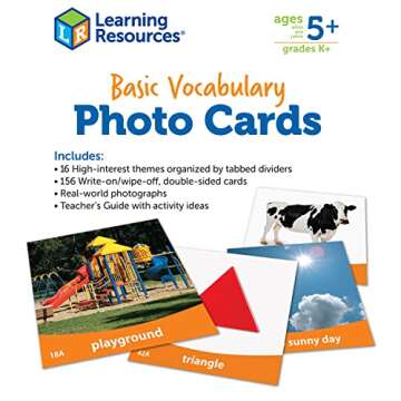Learning Resources Basic Vocabulary Photo Cards, Vocabulary/Phonics Learning, Educational Games for Kids, 156 Cards, Ages 5+
