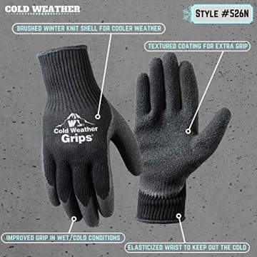 Wells Lamont Cold Weather Latex Grip Gloves for Work