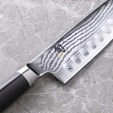 Shun Classic 8" Hollow Ground Chef's Knife, Handcrafted Japanese Knife for Professional and Home Chefs, VG-MAX Core with Damascus Stainless Steel Cladding, Pakkawood Handle