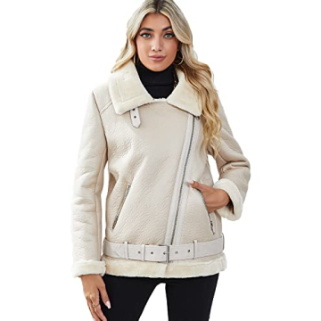 LY VAREY LIN Women's Stylish Faux Shearling Jacket for Winter