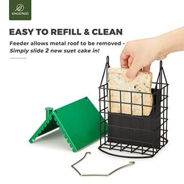 Durable All-Metal Suet Bird Feeder with Weatherproof Roof
