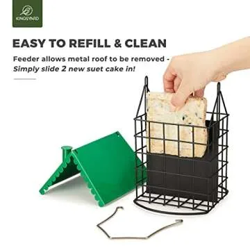 Durable All-Metal Suet Bird Feeder with Weatherproof Roof