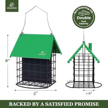 Durable All-Metal Suet Bird Feeder with Weatherproof Roof