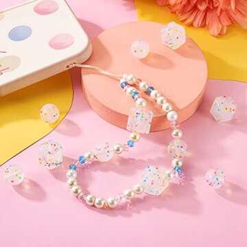 Beadthoven 20pcs Easter Confetti Silicone Beads, 15mm Glitter Assorted Silicone Beads for Keychain M...