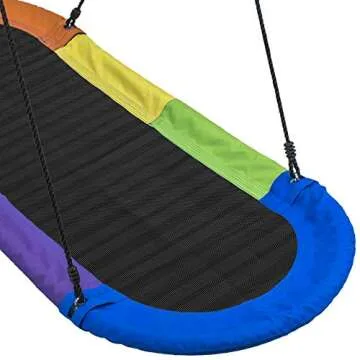 Sorbus 66" Saucer Swing for Kids- 330lbs Big Oval Platform Swing- Tree Glider Therapy Swing for Kids- Adjustable Ropes & Durable Swing Seat- Trampoline Net Swing for Indoor/Outdoor, Accessory Included