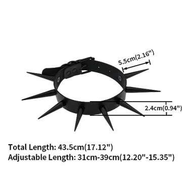 FM FM42 White Unisex Simulated Leather PU Punk Rock Gothic Black-tone Very Long 5.5cm(2.16") Spikes ...