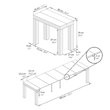 Mobili Fiver First Extendable Console Table for 14 People