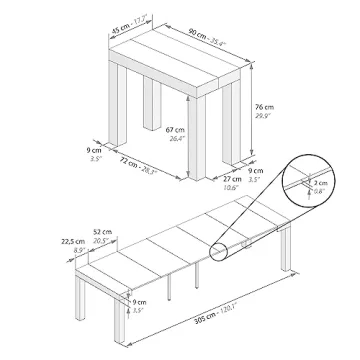 Mobili Fiver First Extendable Console Table for 14 People