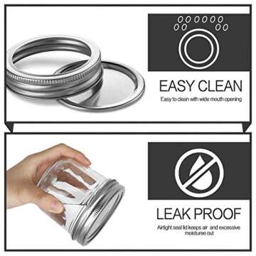 KAMOTA Wide Mouth Mason Jars 8 oz, 8oz Mason Jars Canning Jars Jelly Jars With Wide Mouth Lids and Bands, Ideal for Jam, Honey, Wedding Favors, Shower Favors, 12 PACK