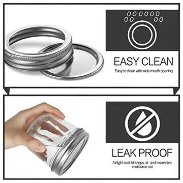 KAMOTA Wide Mouth Mason Jars 8 oz, 8oz Mason Jars Canning Jars Jelly Jars With Wide Mouth Lids and Bands, Ideal for Jam, Honey, Wedding Favors, Shower Favors, 12 PACK