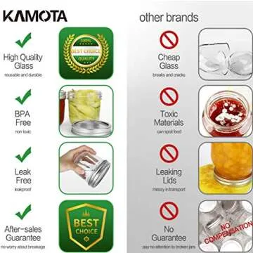KAMOTA Wide Mouth Mason Jars 8 oz, 8oz Mason Jars Canning Jars Jelly Jars With Wide Mouth Lids and Bands, Ideal for Jam, Honey, Wedding Favors, Shower Favors, 12 PACK