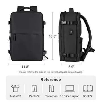 coofay Travel Backpack For Women Airline Approved Carry On Waterproof Sports Luggage Casual Daypack Small Hiking Backpack Black