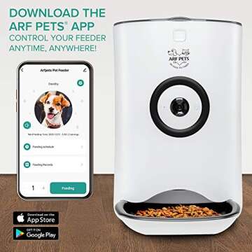 Arf Pets Smart Automatic Pet Feeder - Wi-Fi Enabled with HD Camera for Dogs & Cats