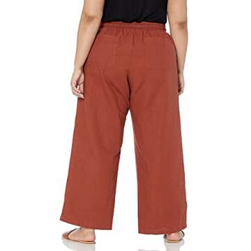 Amazon Essentials Women's Linen Blend Drawstring Relaxed Fit Wide Leg Pant in Plus Size, Terracotta,...