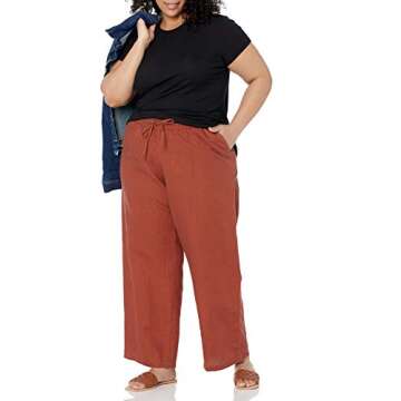 Amazon Essentials Women's Linen Blend Wide Leg Pant in Plus Size
