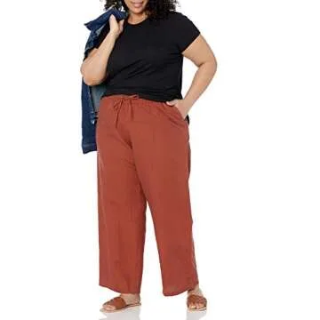 Amazon Essentials Women's Linen Blend Wide Leg Pant in Plus Size