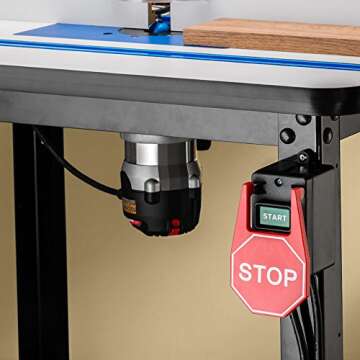 Rockler Safety Power Tool Switch - Heavy-duty 15 Amp Power Switch -"Stop Paddle" to Quickly Shut off Power - Safety Switch for Router Tables or Workbench - Router Table Accessories
