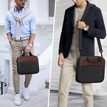 FINPAC Extra Large Bible Cover, Carrying Book Case Church Bag Bible Protective with Detachable Shoulder Strap & Zippered Pocket, Gift for Men Women, Black & Brown