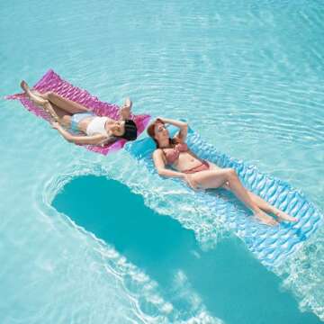 Sloosh Inflatable Pool Floats Raft,Floating Lounge for Adults,64x32 inch Swimming Mat Pool Mattress ...