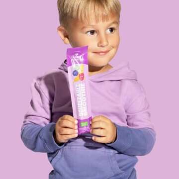 Sweet Nothings, Banana Berry, USDA Organic Kids' Squeezable Super Fruit Smoothie Freezie Popsicle Pops, Value Pack of 24 - Dye-Free, No Added Sugar, Dairy-Free, Vegan, Healthy Organic Fruit Pops, Freeze & Enjoy