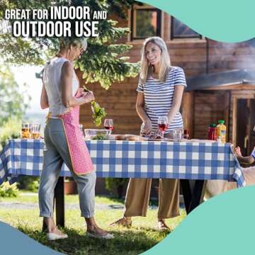 Exquisite Blue Gingham Plastic Table Cover Roll 40" X 100' - Premium Quality Banquet Rolls - Disposable Tablecloth Rolls - Table Cloth Rectangle Table Rolls