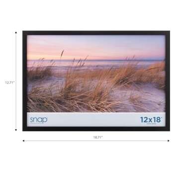 Gallery Solutions - Size 12"x18" - Picture Frame - Black Design for Wall Mounting - Horizontal Wall Mount - Poster Frame - Lightweight Wall Frame
