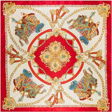 YOUR SMILE Elegant Silk Like Scarf for Women - Versatile Red Carriage Design