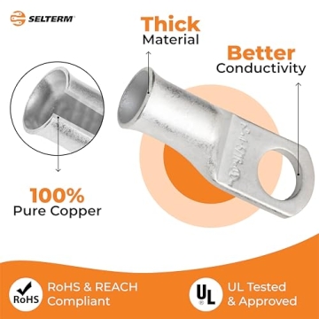 SELTERM Tinned Copper Battery Cable Lugs - 25 pcs