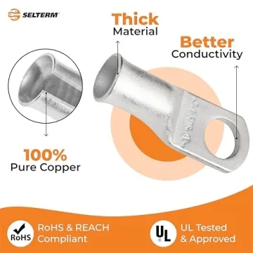 SELTERM Tinned Copper Battery Cable Lugs - 25 pcs