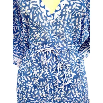 Rastogi Handicrafts 100% Cotton Hand Block Print Kaftan Women’s Apparel Fabric Print Swimsuit Cover-up Beach Kaftan 19