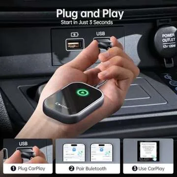 Wireless CarPlay Adapter, Converts Wired to Wireless CarPlay Dongle for Apple iPhone, Plug & Play Auto Connect Zero Latency fits for Cars from 2015 & iOS 10+ Pearl Gray