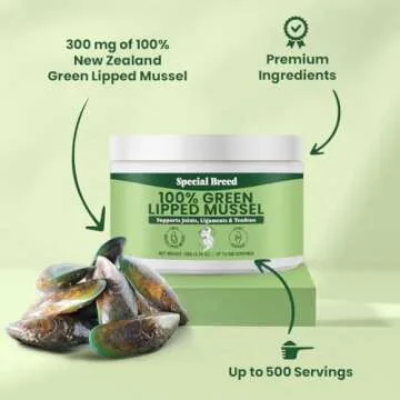 Green Lipped Mussels for Dogs & Cats - Premium Joint Supplement Powder for HIPS, Joints, and Muscles...