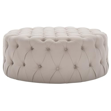 SAFAVIEH Mercer Taupe Tufted Ottoman - Stylish Durable Furniture