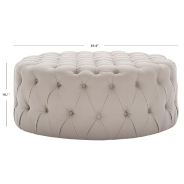 SAFAVIEH Mercer Taupe Tufted Ottoman - Stylish Durable Furniture