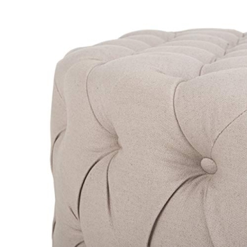 SAFAVIEH Mercer Taupe Tufted Ottoman - Stylish Durable Furniture