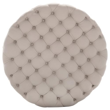 SAFAVIEH Mercer Taupe Tufted Ottoman - Stylish Durable Furniture