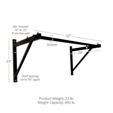 Titan Fitness 52" Adjustable Wall Mounted Pull Up Bar