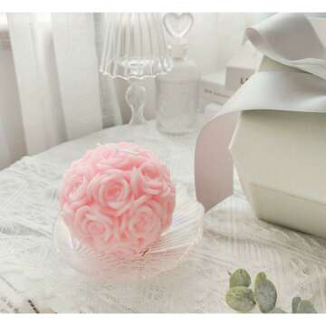 Aesthetic Rose Flower Candle for Stress Relief & Gift