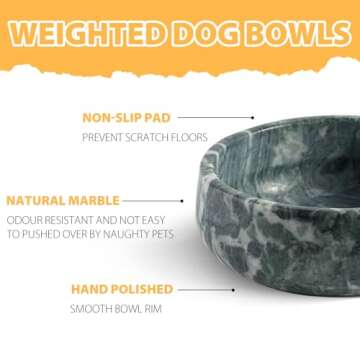 Karibiber Natural Marble Dog Bowl - Elegant, Non-Slip Pet Dish