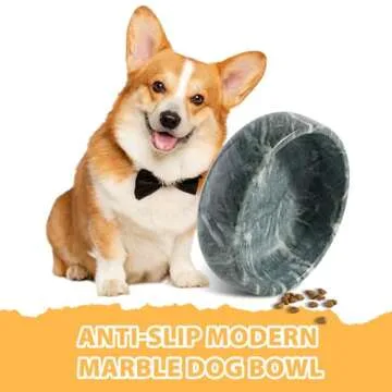 Elegant Karibiber Natural Marble Dog Bowl for Pets