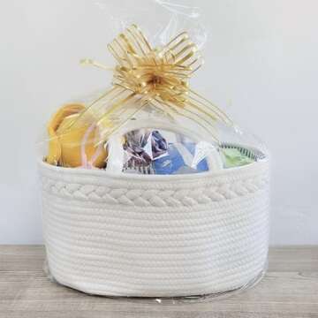 ABenkle Diaper Caddy Organizer, Cotton Rope Nursery Baby Basket, Changing Table Organizer for Baby Diaper Storage, Diaper Nursery Storage Bin for Baby Stuff, Baby Shower Gifts