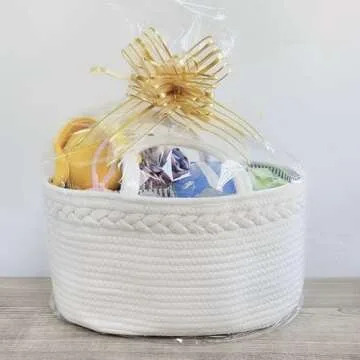 ABenkle Diaper Caddy Organizer, Cotton Rope Nursery Baby Basket, Changing Table Organizer for Baby Diaper Storage, Diaper Nursery Storage Bin for Baby Stuff, Baby Shower Gifts