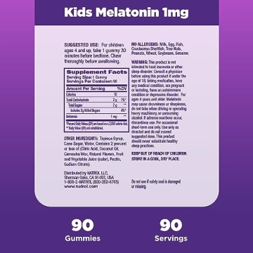 Natrol Kids Melatonin 1mg Gummies for Gentle Sleep Aid