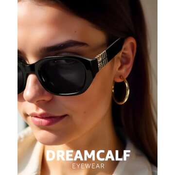 DreamCalf Retro Sunglasses for Women Trendy Rectangle Desinger Sun Glasses Womens 90s Narrow Shades