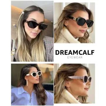 DreamCalf Retro Sunglasses for Women Trendy Rectangle Desinger Sun Glasses Womens 90s Narrow Shades