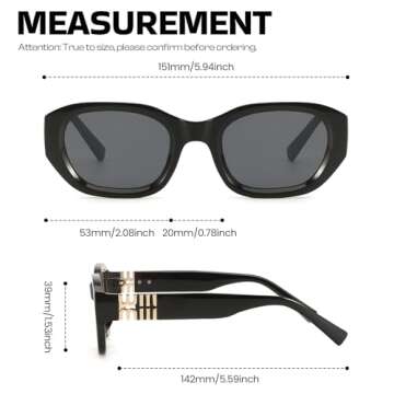 DreamCalf Retro Sunglasses for Women Trendy Rectangle Desinger Sun Glasses Womens 90s Narrow Shades