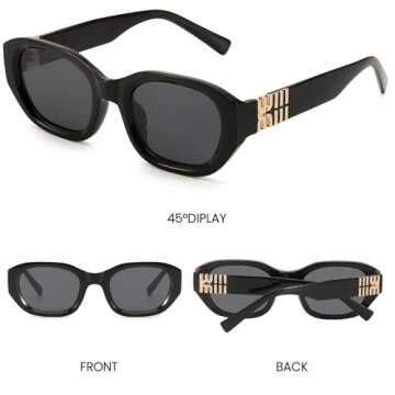 DreamCalf Retro Sunglasses for Women Trendy Rectangle Desinger Sun Glasses Womens 90s Narrow Shades