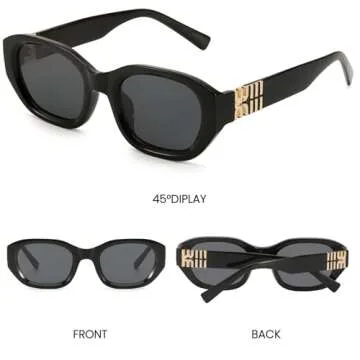 DreamCalf Retro Sunglasses for Women Trendy Rectangle Desinger Sun Glasses Womens 90s Narrow Shades