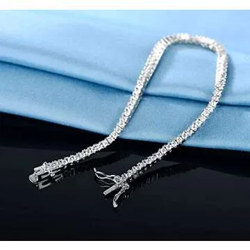 Gemsme 2.0MM Tennis Bracelet for Women and Men，18K White Gold Plated Round 2mm Cubic Zirconia Classic Tennis Bracelet